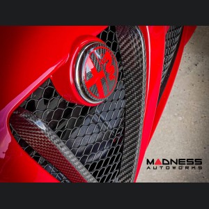 Alfa Romeo 4C Carbon Fiber Badge Cover Kit - Alfa Romeo Logo in Red